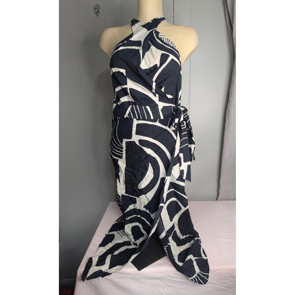 Zara‎ Wrap dress Gray White cris cross neck backless summer Small